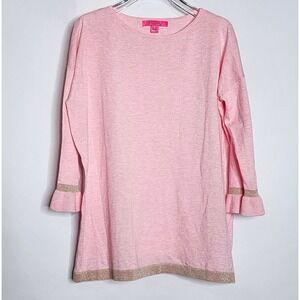 Lilly Pulitzer CHARLA SWEATER Coral Reef Tint Heather Pink Ruffle Cuff Womens XS